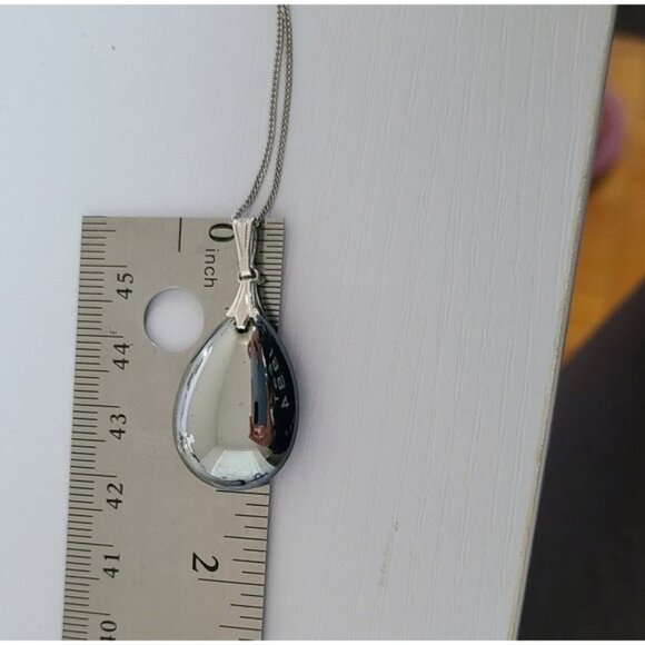 Sterling Silver Terahertz Wave Chunky Gemstone Tear Drop Pendant Chain Necklace - Picture 12 of 12